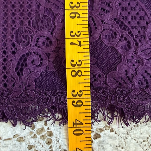 Suzanne Betro Lace Long Sleeve Purple V Neck Boho Evening Party Cocktail Dress M - Picture 11 of 16